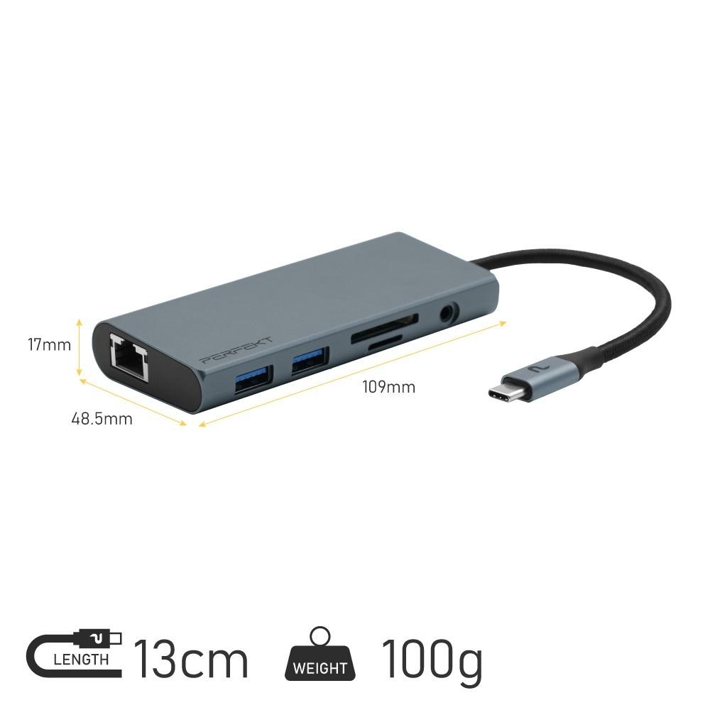 PERFEKT USB-C 9口多媒體高速集線器 Hub PD充電HDMI手機平板iPhone iPad Samsung-細節圖8