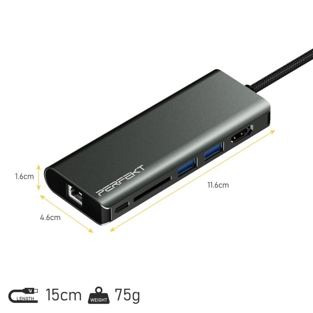 PERFEKT-USB-C 6口 多功能集線器 Hub PD 充電 手機 平板 iPhone iPad Samsung-細節圖6