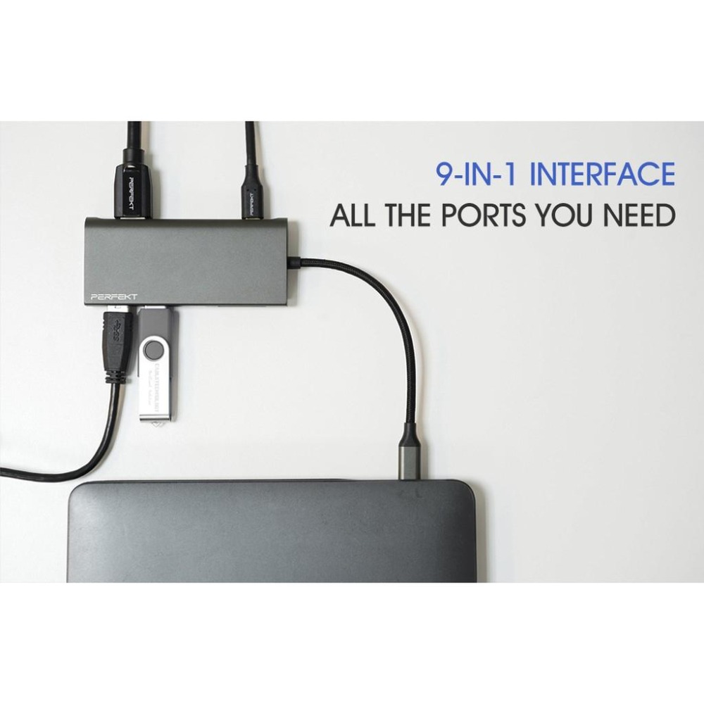 PERFEKT 9孔Type C Hub 多功能 集線器 USB Hub macbook 蘋果筆電 USB 擴充 現貨-細節圖5