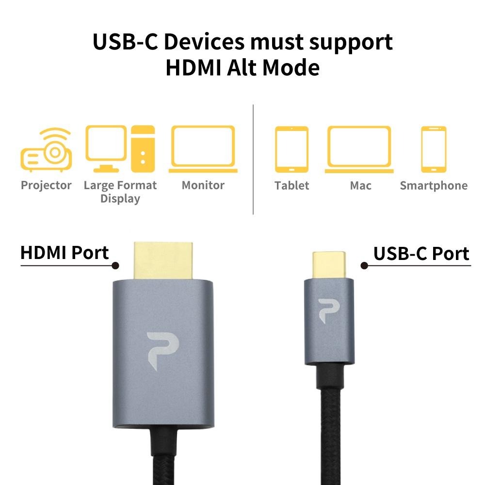 PERFEKT USB-C To HDMI 4k60Hz影音轉接編織線2M手機平板iPhone iPad Samsung-細節圖4