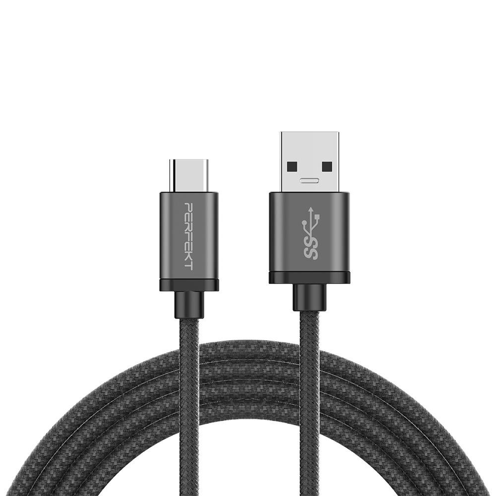 PERFEKT USB A to Type C 1.2M 充電線 快充線 傳輸線 編織線 鋁合金 手機 筆電 平板-細節圖4