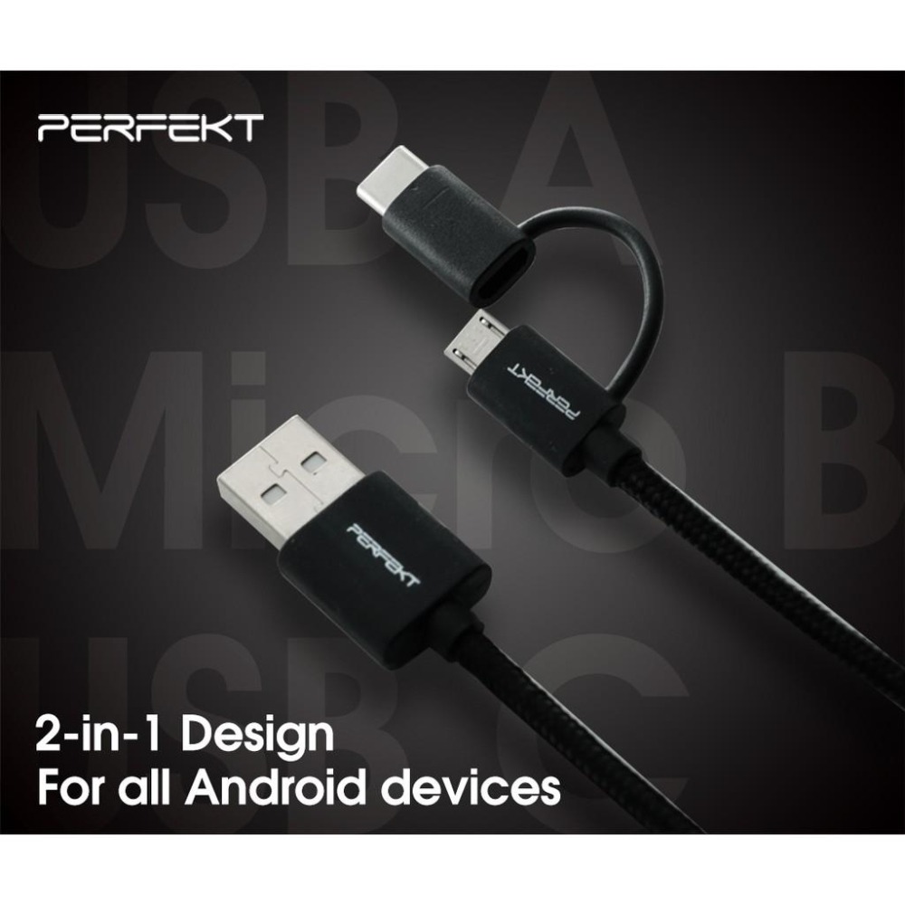 PERFEKT USB A to Type C 1.2M 鋁合金編織 快速充電 傳輸線-細節圖4