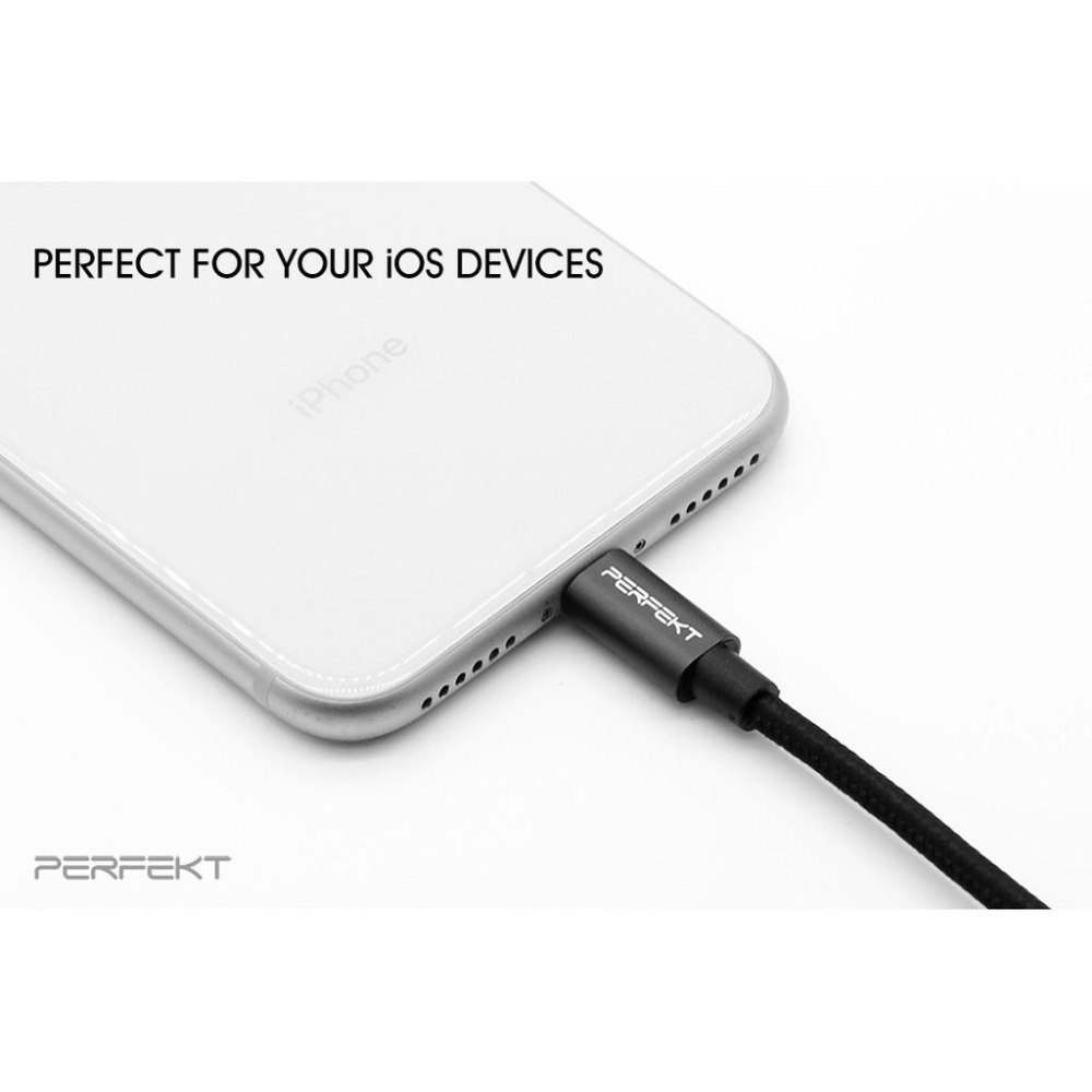 PERFEKT USB-A 轉 Lightning 蘋果充電線 尼龍編織 1.2M (PT-10110)-細節圖5