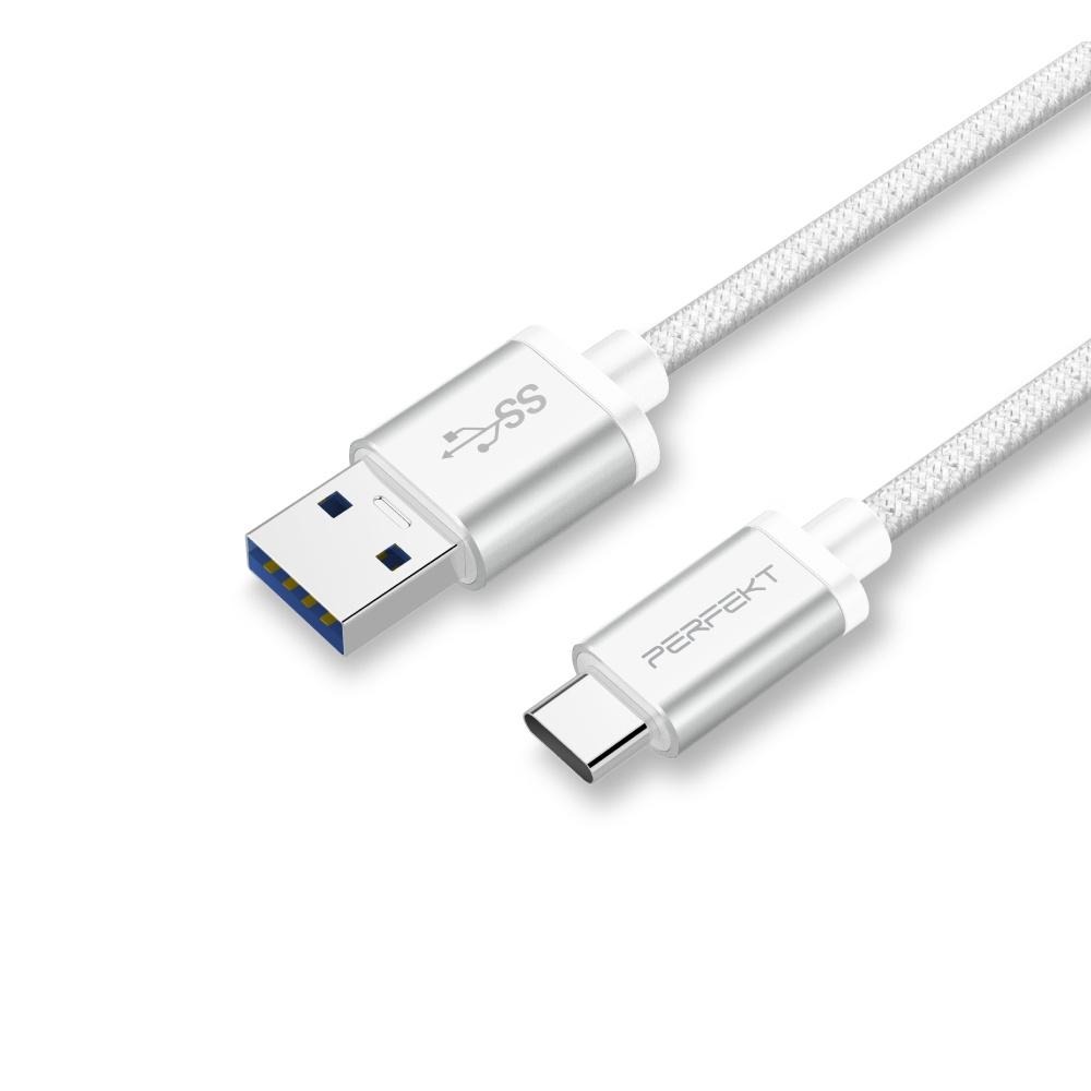 PERFEKT Type C 充電線 1.2M 快充線 傳輸線 鋁合金 編織線 手機 筆電 平板 台灣-細節圖2