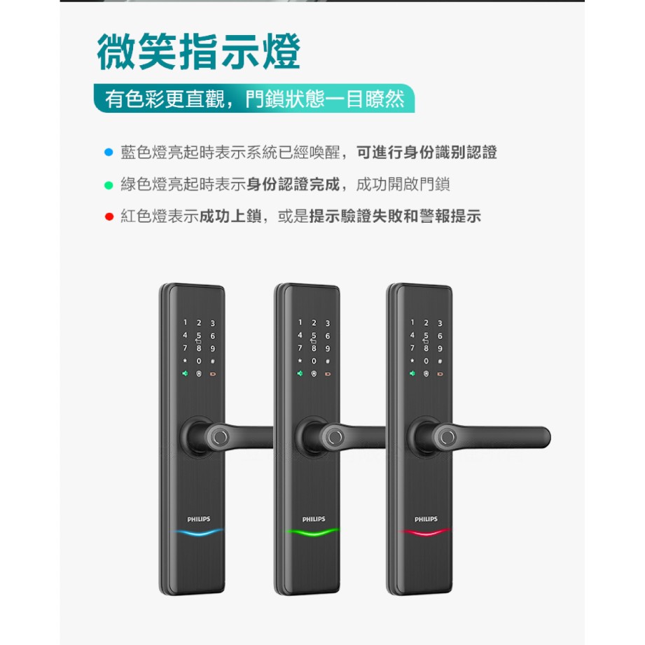 Philips 飛利浦 7300 把手式智能門鎖 EASYKEY  含基本安裝-細節圖7