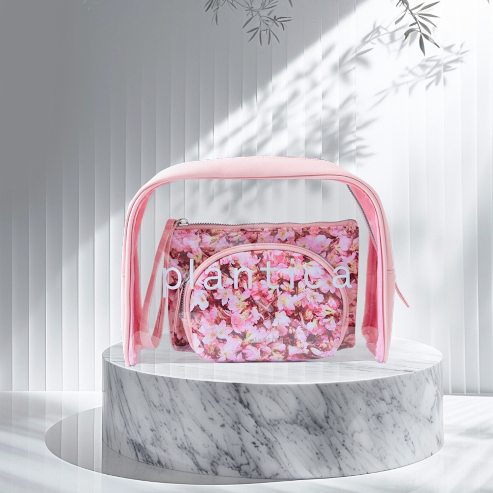 現貨 限量 🌸花漾 粉櫻包 三入組 化妝包 手拿包 小包 女生小物-細節圖2