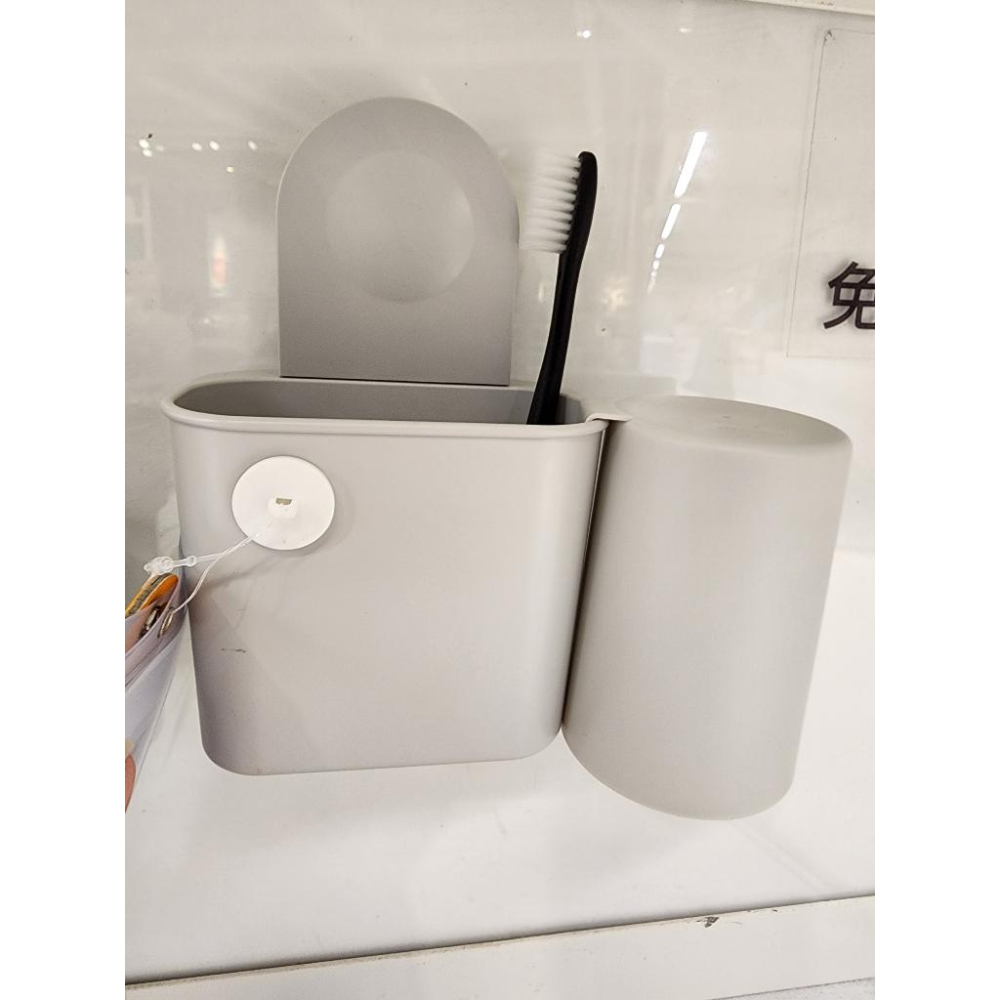 IKEA RÅNEN 吸盤式牙刷架+漱口杯 浴室用品-細節圖2