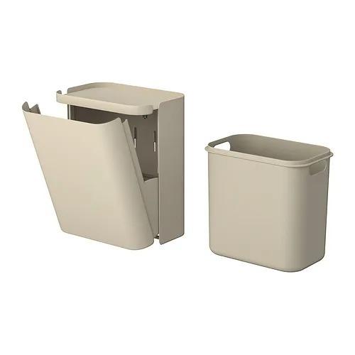 IKEA FLORSJÖN 垃圾桶 3公升 米色 北歐風 居家廚房浴室用 防潮耐用-細節圖3