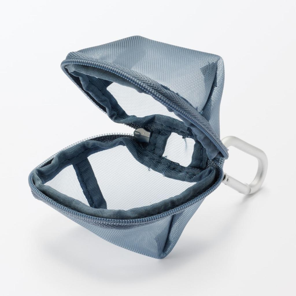 日本限定 無印良品 隨身包 零錢包 耳機包 吊掛包 尼龍網格小包包-細節圖2