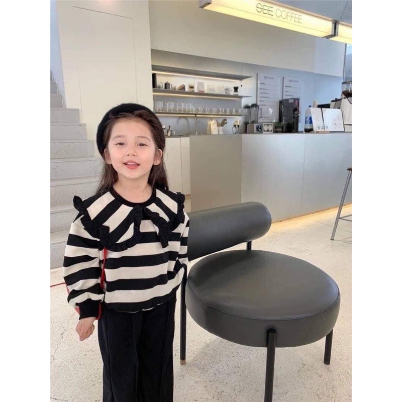 手邊現貨出清-條紋滾邊領T-細節圖2