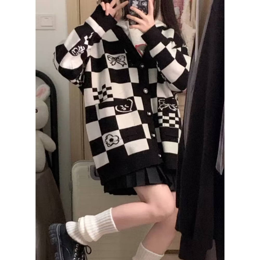 肉肉女孩-學院餅乾格外套-細節圖2