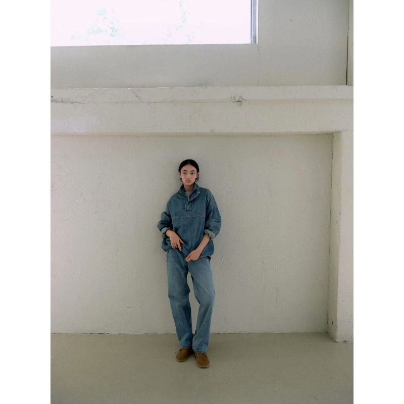 ⭕下單前請先聊聊有無庫存⭕設計感下抽繩立領牛仔上衣-細節圖2