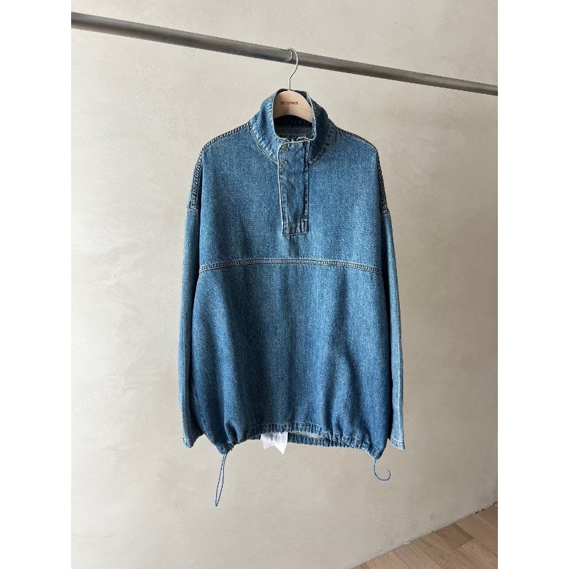 ⭕下單前請先聊聊有無庫存⭕設計感下抽繩立領牛仔上衣-細節圖4