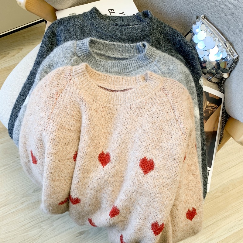 ⭕下單前請先聊聊有無庫存⭕愛心刺繡針織衫-細節圖3