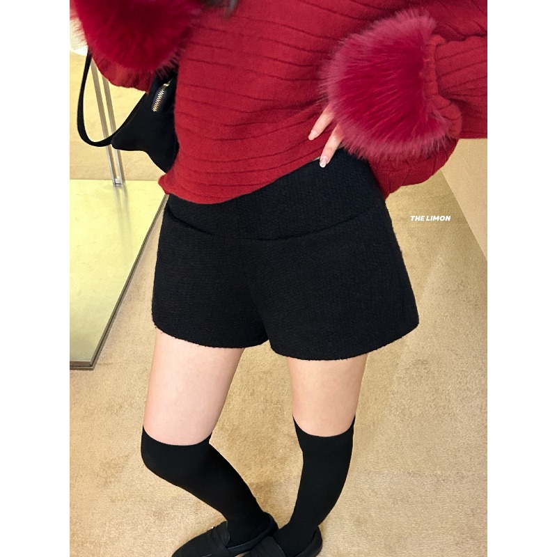 ⭕下單前請先聊聊有無庫存⭕【THE LIMON】肌里感小香毛呢高腰短褲(含22%羊毛)-細節圖2
