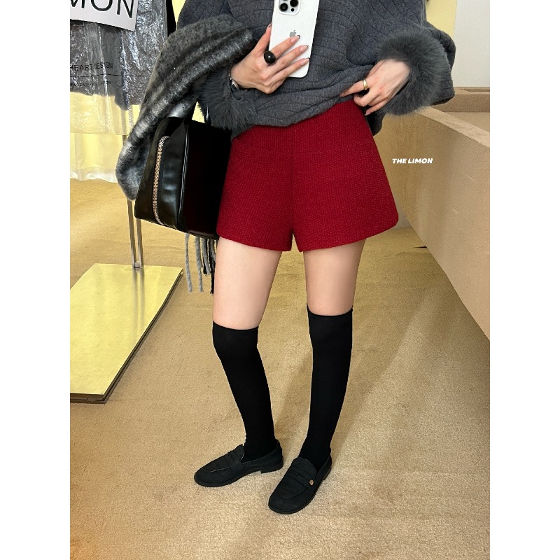 ⭕下單前請先聊聊有無庫存⭕【THE LIMON】肌里感小香毛呢高腰短褲(含22%羊毛)-細節圖4