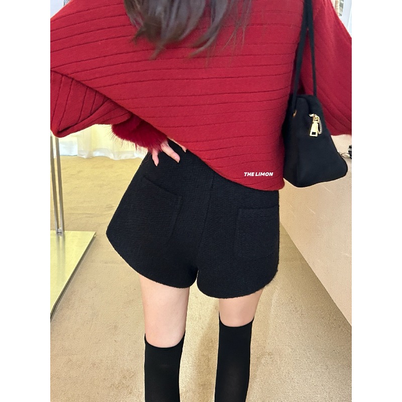 ⭕下單前請先聊聊有無庫存⭕【THE LIMON】肌里感小香毛呢高腰短褲(含22%羊毛)-細節圖6