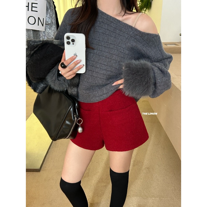 ⭕下單前請先聊聊有無庫存⭕【THE LIMON】肌里感小香毛呢高腰短褲(含22%羊毛)-細節圖8