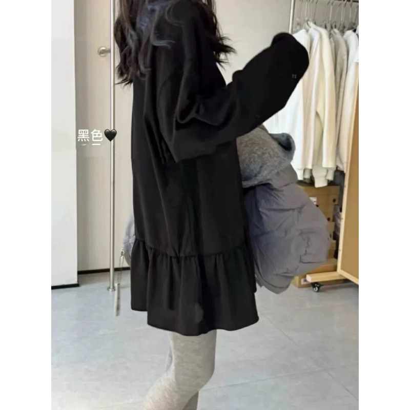 ⭕下單前請先聊聊有無庫存⭕百搭寬鬆純色拼接荷葉邊上衣-細節圖4