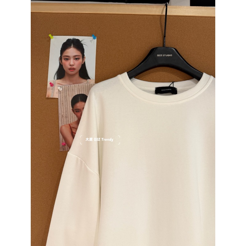 ⭕下單前請先聊聊有無庫存⭕百搭寬鬆純色拼接荷葉邊上衣-細節圖7