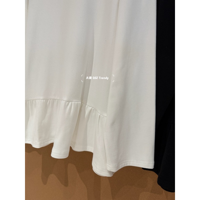 ⭕下單前請先聊聊有無庫存⭕百搭寬鬆純色拼接荷葉邊上衣-細節圖8