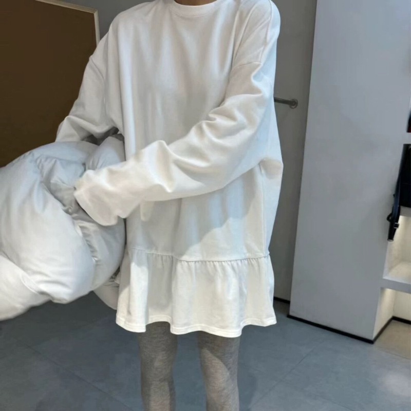 ⭕下單前請先聊聊有無庫存⭕百搭寬鬆純色拼接荷葉邊上衣-細節圖10