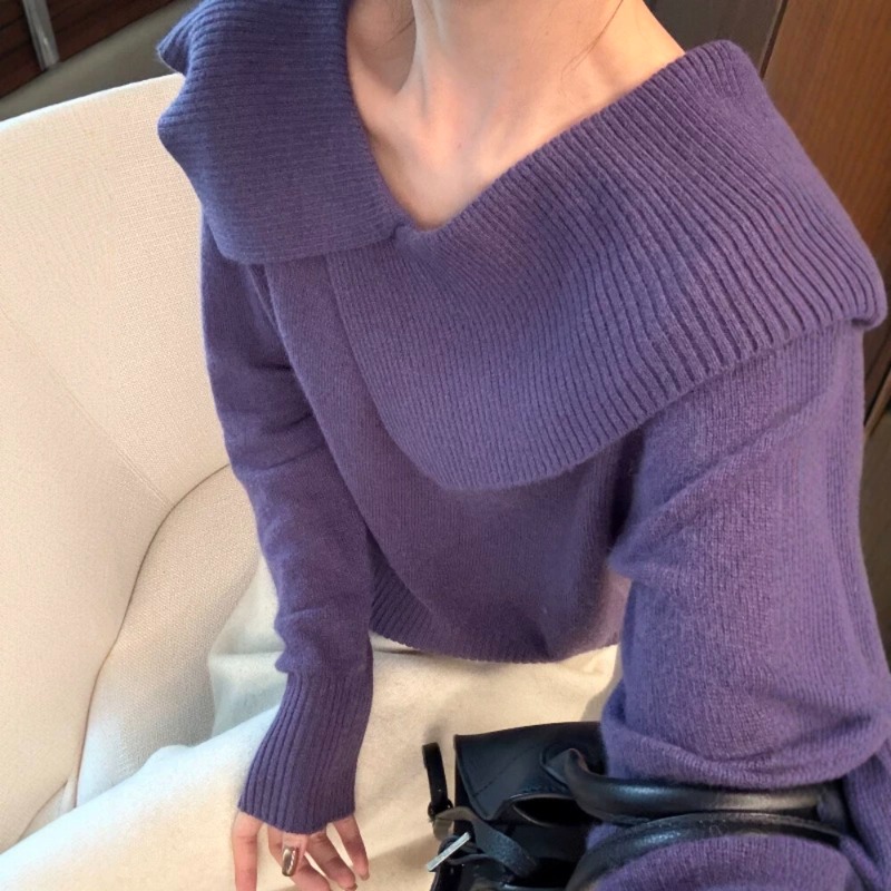 ⭕下單前請先聊聊有無庫存⭕【Y.JIA】氣質設計感不規則翻領針織衫-細節圖9