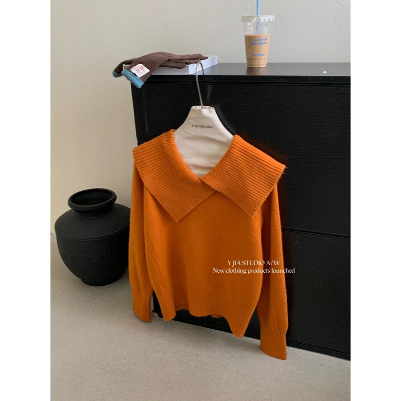 ⭕下單前請先聊聊有無庫存⭕【Y.JIA】氣質設計感不規則翻領針織衫-細節圖10