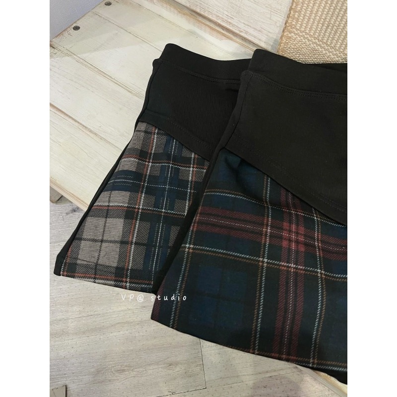 ⭕下單前請先聊聊有無庫存⭕拼接格紋兩件式內搭褲裙-細節圖3