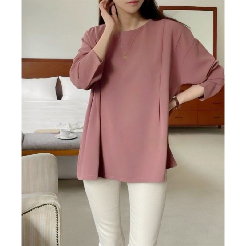 ⭕下單前請先聊聊有無庫存⭕韓系簡約車摺造型上衣-細節圖4