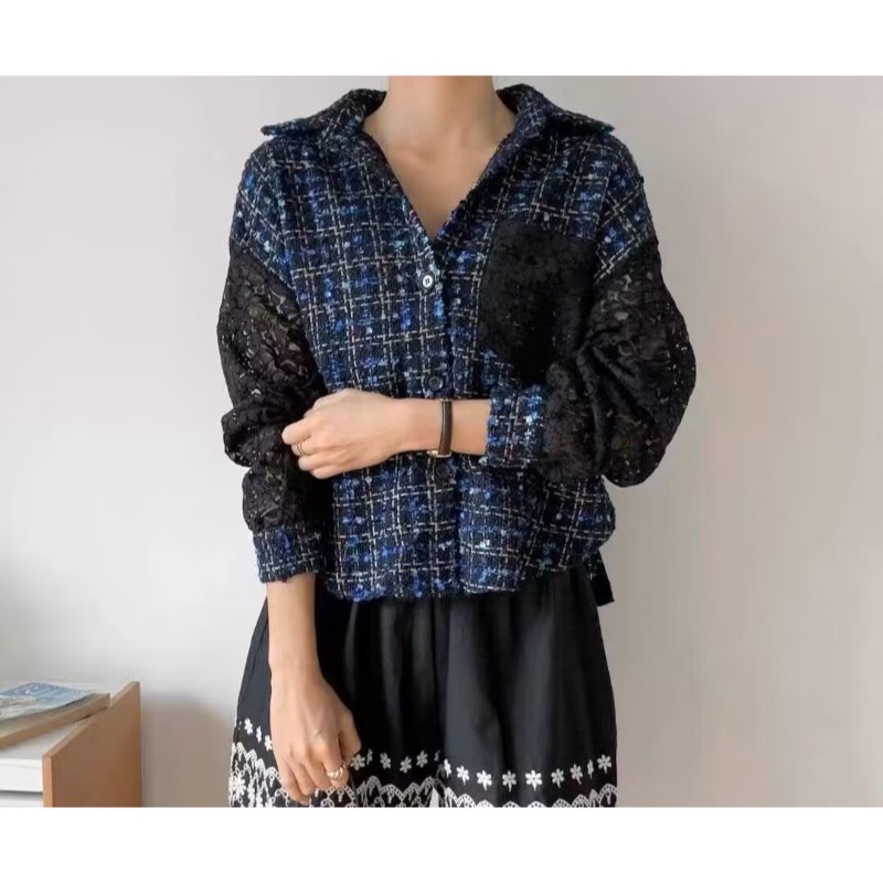 ⭕下單前請先聊聊有無庫存⭕韓系甜美撞色花朵拼接提花外套-細節圖6