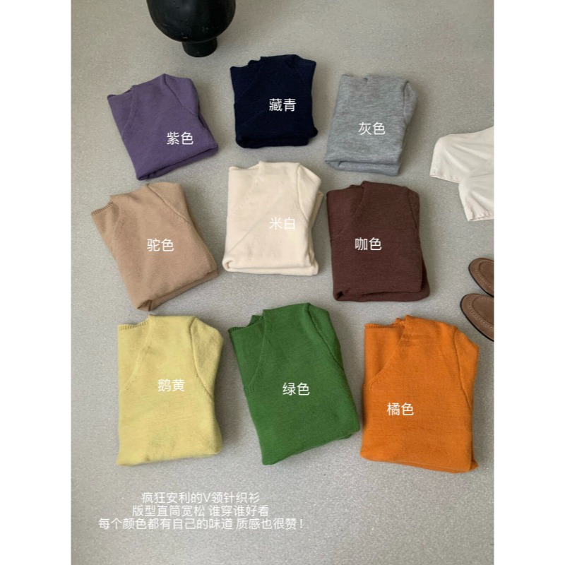 ⭕下單前請先聊聊有無庫存⭕【Y.JIA】韓系V領簡約百搭針織衫-細節圖5