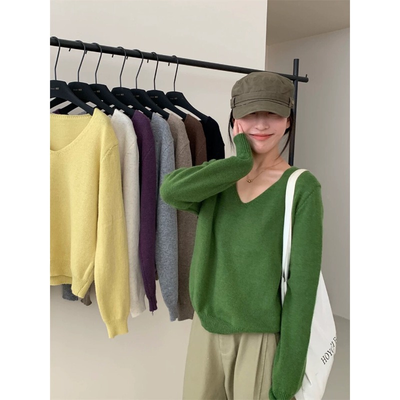 ⭕下單前請先聊聊有無庫存⭕【Y.JIA】韓系V領簡約百搭針織衫-細節圖9