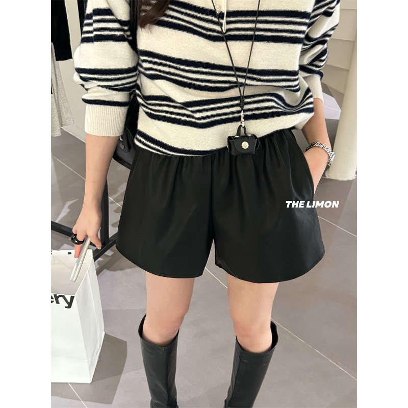 ⭕下單前請先聊聊有無庫存⭕【THE LIMON】 時髦百搭顯瘦PU短皮褲-細節圖8