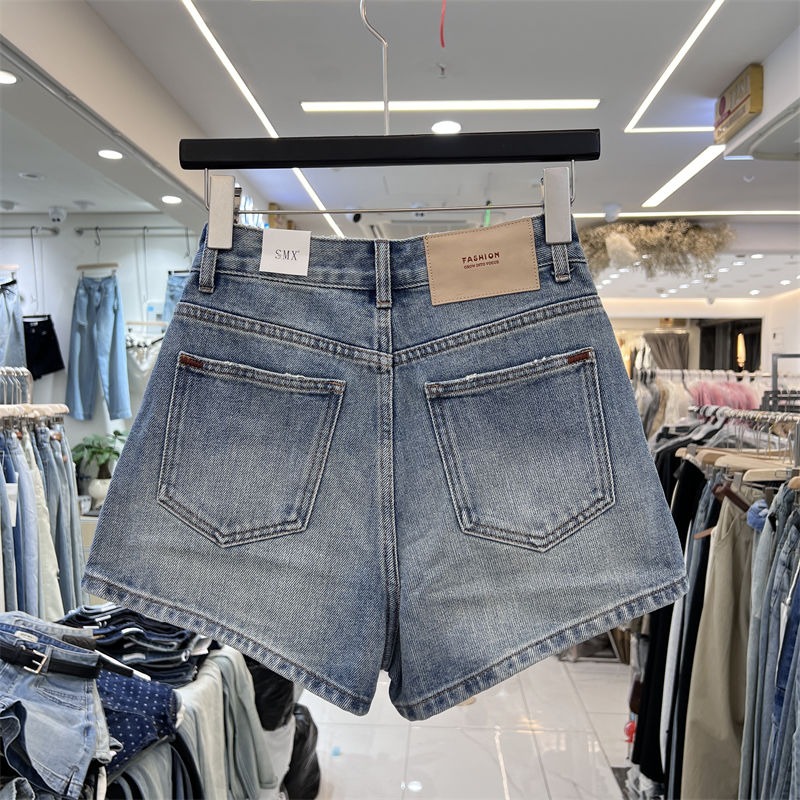 ⭕下單前請先聊聊有無庫存⭕歐美工裝設計感修身彈力牛仔短褲-細節圖2