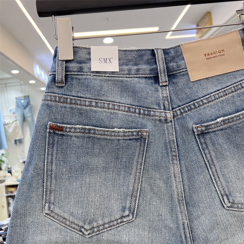 ⭕下單前請先聊聊有無庫存⭕歐美工裝設計感修身彈力牛仔短褲-細節圖3