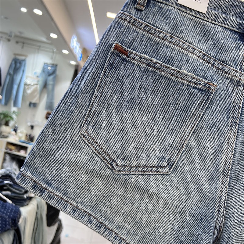 ⭕下單前請先聊聊有無庫存⭕歐美工裝設計感修身彈力牛仔短褲-細節圖4