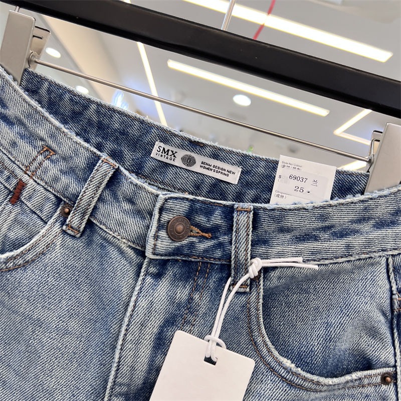 ⭕下單前請先聊聊有無庫存⭕歐美工裝設計感修身彈力牛仔短褲-細節圖5