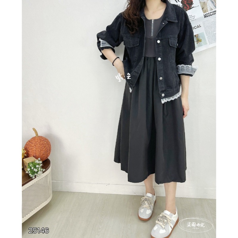 ⭕下單前請先聊聊有無庫存⭕拉錬拼接無袖長洋裝-細節圖7