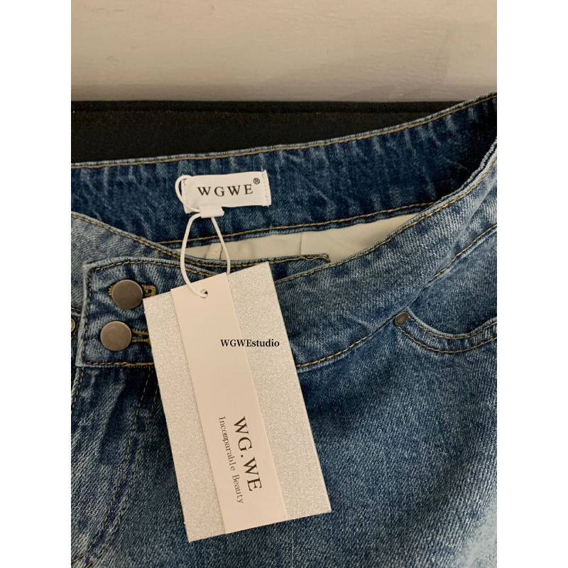 ⭕下單前請先聊聊有無庫存⭕WGWE復古低腰千禧辣妹牛仔短裙-細節圖5