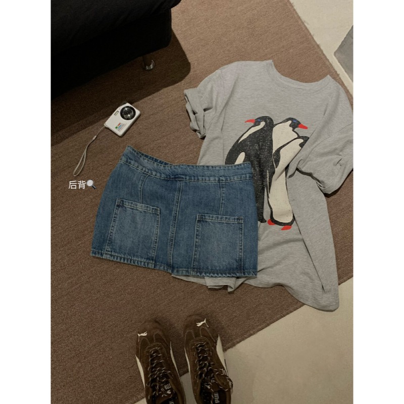⭕下單前請先聊聊有無庫存⭕WGWE復古低腰千禧辣妹牛仔短裙-細節圖6