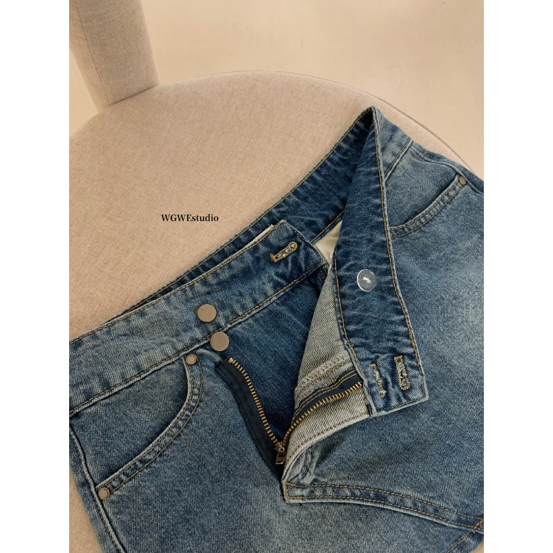 ⭕下單前請先聊聊有無庫存⭕WGWE復古低腰千禧辣妹牛仔短裙-細節圖10