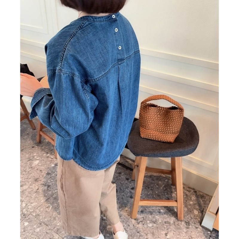 ⭕下單前請先聊聊有無庫存⭕東大門同款.韓系立領系釦口袋牛仔外套-細節圖2