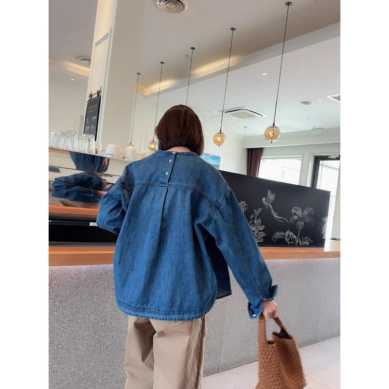 ⭕下單前請先聊聊有無庫存⭕東大門同款.韓系立領系釦口袋牛仔外套-細節圖3