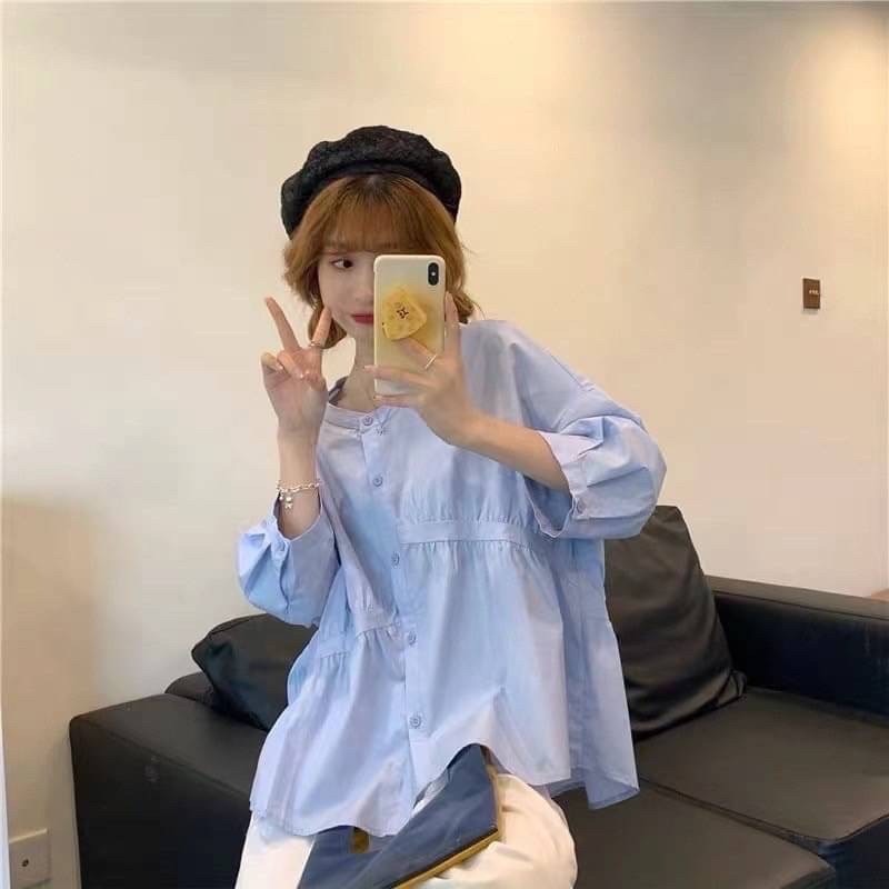 ⭕下單前請先聊聊有無庫存⭕韓標.韓系設計感七分袖剪裁襯衫-細節圖2