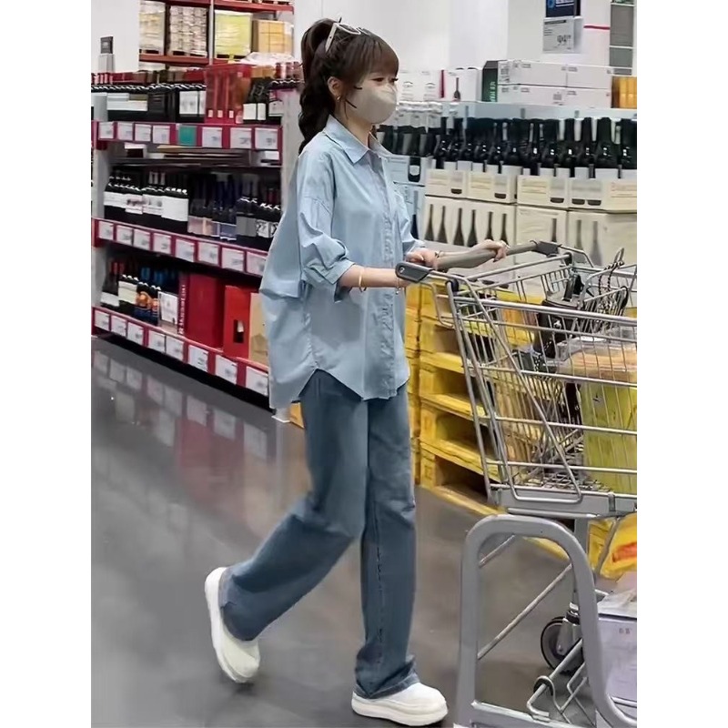 ⭕下單前請先聊聊有無庫存⭕韓標。韓系氣質百搭設計感下弧形五分袖襯衫-細節圖2