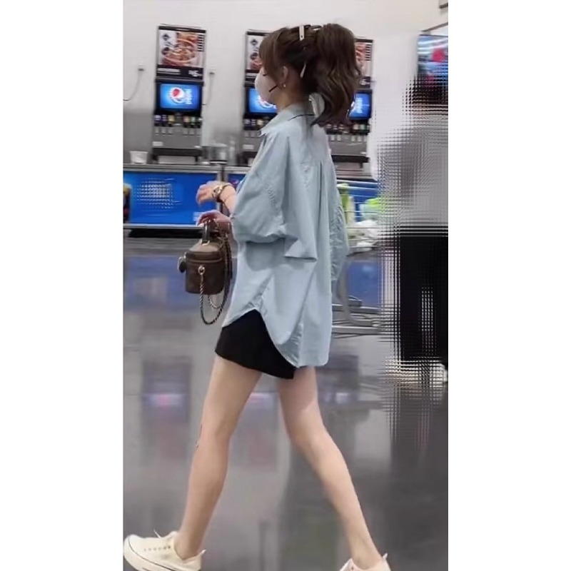 ⭕下單前請先聊聊有無庫存⭕韓標。韓系氣質百搭設計感下弧形五分袖襯衫-細節圖5