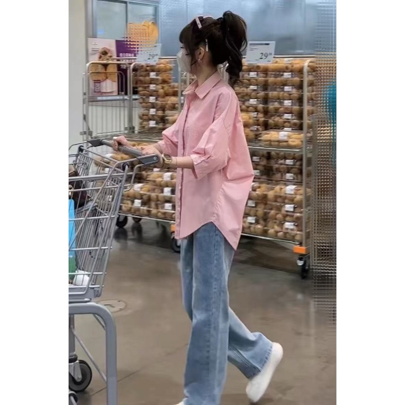 ⭕下單前請先聊聊有無庫存⭕韓標。韓系氣質百搭設計感下弧形五分袖襯衫-細節圖6