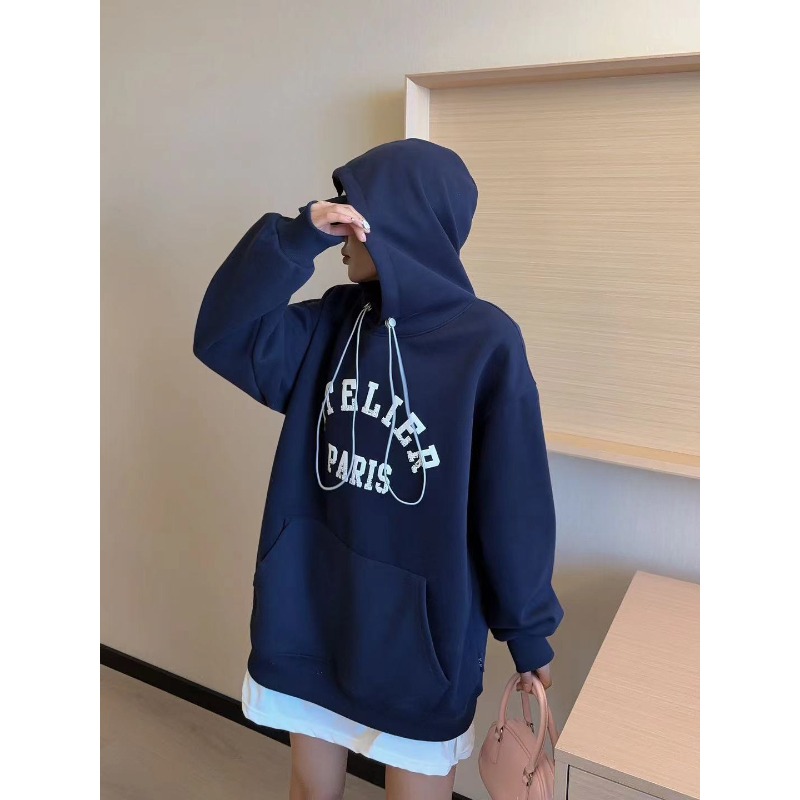 ⭕下單前請先聊聊有無庫存⭕韓系大版假兩件字母印花帽T-細節圖3