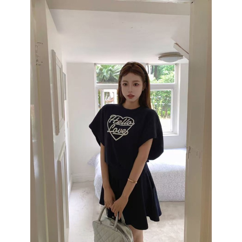 ⭕下單前請先聊聊有無庫存⭕韓妞愛心字母飛袖套裝-細節圖3